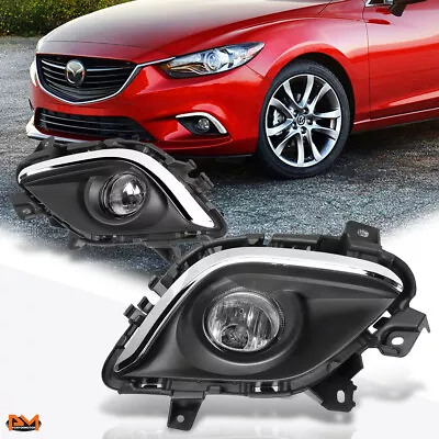 For 14-16 Mazda 6 Clear Lens Front Driving Fog Light/lamp W/Switch+Chrome Bezel • $55.89