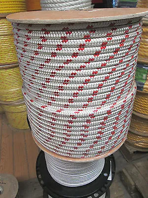 5/16  X 100' SailHalyard Line Jibsheets Boat Rope Double Braid White /red • $59.99