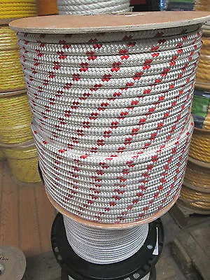 5/16  X 117' SailHalyard Line Jibsheets Boat Rope Double Braid Red/White • $60.95
