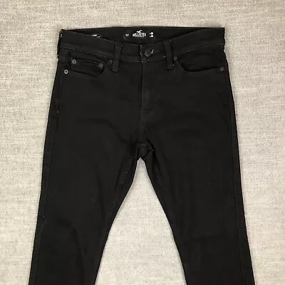 Hollister Jeans Mens 30x30 Black Super Skinny Advanced Stretch Denim Tag 30x32 • $19.99