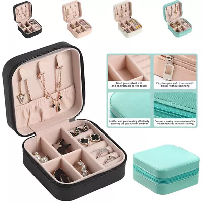 PU Leather Small Jewelry Box Portable Travel Jewellery Ornaments Storage Case US • $7.99