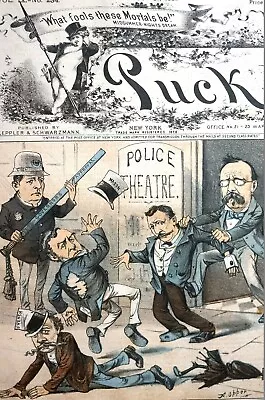 Nichols French Mason 1881 THROWN OUT Of POLICE THEATER STATION Puck Print • $45