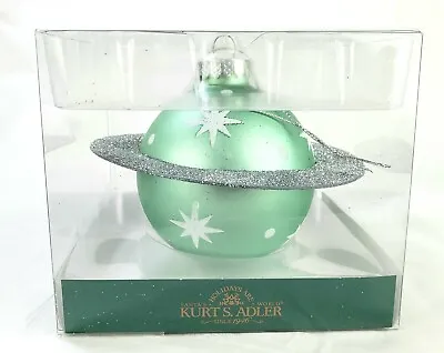 Saturn Planet Glass Ornament Green-Mid Century Vibe-Space Age-Kurt Adler • $16.92