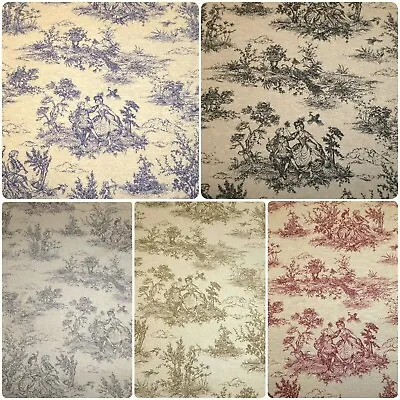 TOILE DE JOUY Cotton Curtain Cushion Upholstery Fabric In 5 COLOURS • £1.25