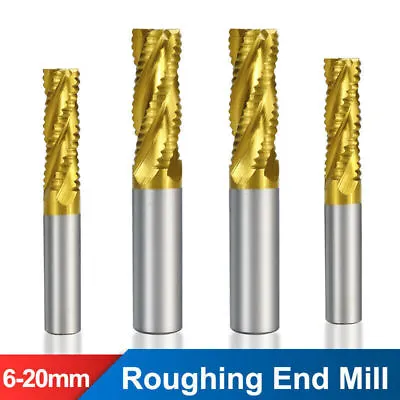 4 Flute Carbide Spiral Mill Cutter Roughing End Mill Ti-Coating CNC Router Bit • £16.50