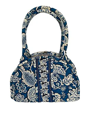 *RETIRED* VERA BRADLEY Blue Floral Shoulder Bag Kiss Lock READ DESCRIPTION • $14.99