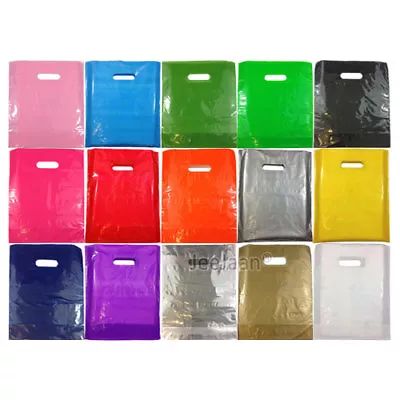 £8.68 • Buy Coloured Plastic Carrier Bags Gift Shop Strong Patch Handle Bag Boutique Retail