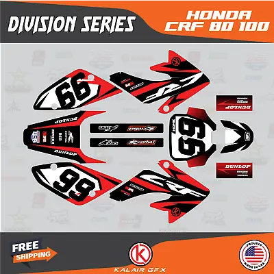 Graphics Kit For HONDA CRF80 CRF100 (2004-2016) DIVISION-RED • $139.93