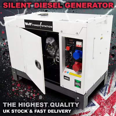 Diesel Generator Wolf Electric Start 11000w 19HP 13.75KVA 3 Phase WPS12000DBE-3 • £3500