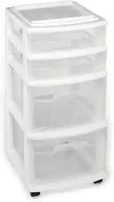 File Cabinet On Wheels Rolling 4 Drawers White  Vertical Office Storage Bin • $47.99