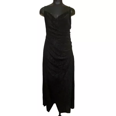 NEW Laundry By Shelli Segal Black Velvet Gold Speck Evening Cocktail Dress • $65