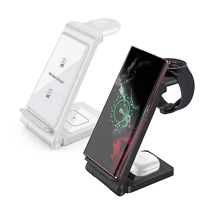 3In1  Wireless Charger Station For Galaxy Watch Buds Samsung S22 S21 Note20 10 • £19.19