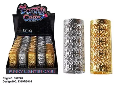 Funky Design Lighter Cover Case Fits Large Lighter Bic Cigarette Gold Silver • $13.99