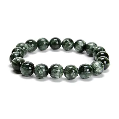 Grade AAA Seraphinite Smooth Round Beaded Bracelet Size 10mm 7.5'' Length • $65.69