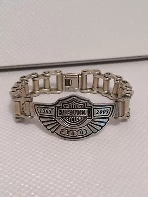 Harley Davidson Bracelet Sterling Silver Chain 100 Year Anniversary • $239.10