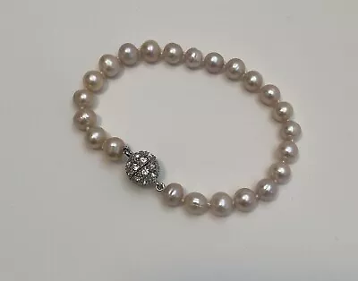 Pink Cultured Pearl Bracelet- Silver Vintage - 8 Inch/ Wrist • $5.99