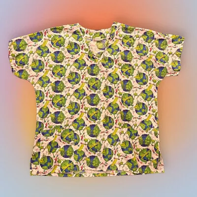 MAD ABOUT SCRUBS Recycle Frog Scrub Top Size Large L • $8.79