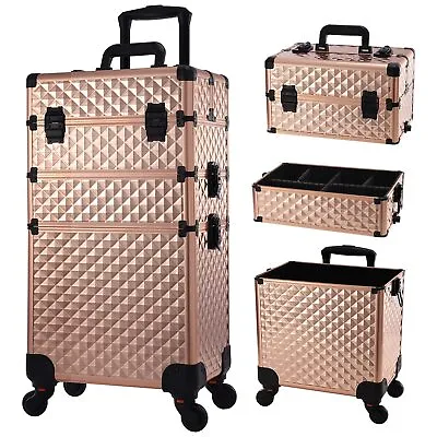 Frenessa Rolling Makeup Train Case 3 In 1 Professional Cosmetic Trolley Large... • $156.74