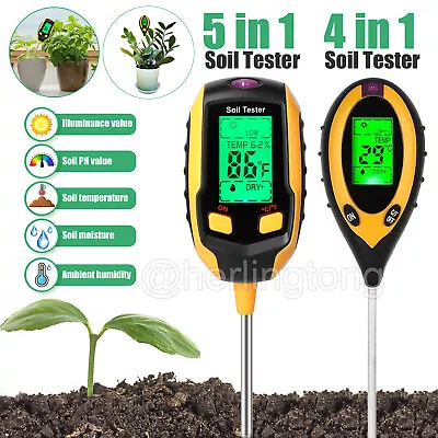 5 In 1 LCD Digital Soil PH Meter Tester Moisture Humidity LED Light Garden Plant • $9.99