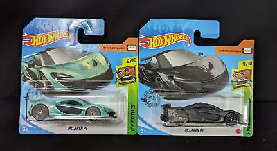 HOT WHEELS PAIR OF McLAREN P1 MODELS. 2020 HW EXOTICS BOTH COLOURS. CREASE. • £9.99