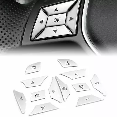 Silver Steering Wheel Button Cover Trim For Mercedes Benz E C G Class W204 12-16 • $12.85