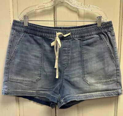 INC Denim Pull On Jean Shorts Elastic Waist Drawstring Size XL • $14.95
