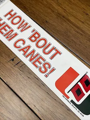 1980's University Of Miami Hurricanes Bumper Sticker 11  Canes Football NCAA JD  • $6