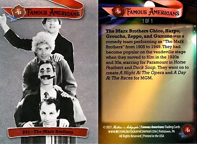 Historic Autographs  Famous Americans #241 The Marx Brothers Aurora Employee 1/1 • $15