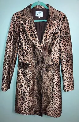 Marciano By Guess Velvet Faux Fur Leopard Print Women’s Dress Trench Coat 42 • $148.99