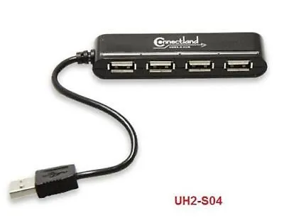Connectland Mini 4-Port USB 2.0 Hub Black UH2-S04 • $9.99