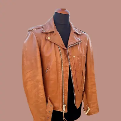 Men’s Motorcycle Biker Cafe Racer  Brown Real 100% Leather Jacket • $69.99