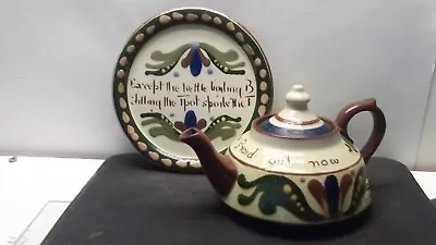 Longpark  Scandy  Motto Ware Tea Pot & Stand Vintage • £15