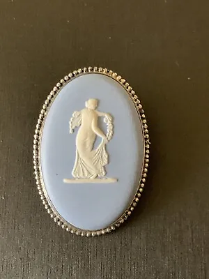 Vintage Wedgewood England Blue Jasperware Brooch Pin • $35