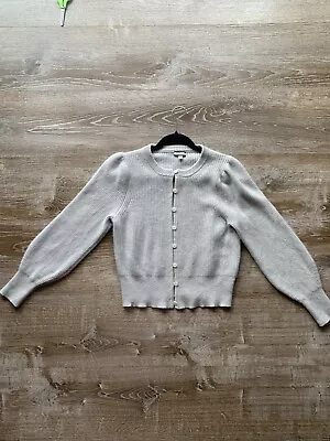 J. Crew Grey 100% Cashmere Soft Button Down Cardigan Sweater Small • $50