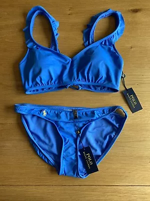 Beautiful Ladies Genuine Ralph Lauren Bikini Size L Bnwt Blue Rrp £150 • £80