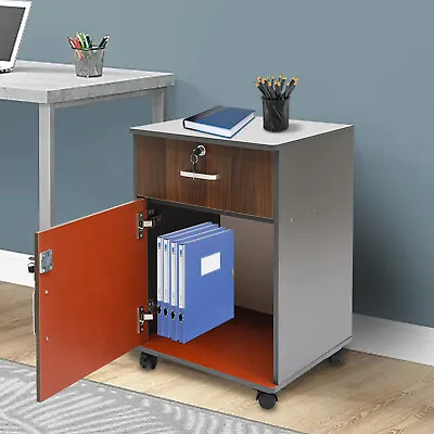 2 Tiers Rolling Office Cabinet Organizer File Storage Lock Filing Cabinet Drawer • $56.05