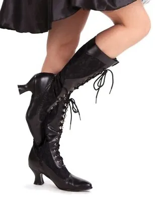 $58.95 • Buy Black Lace Victorian Edwardian Historical English Flapper Costume Boots Womans