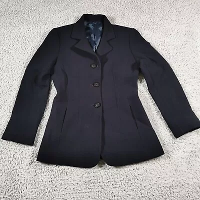 Vtg Hobbs Marilyn Anselm Jacket Womens Uk 8 Blue Virgin Wool Blazer • £29.99