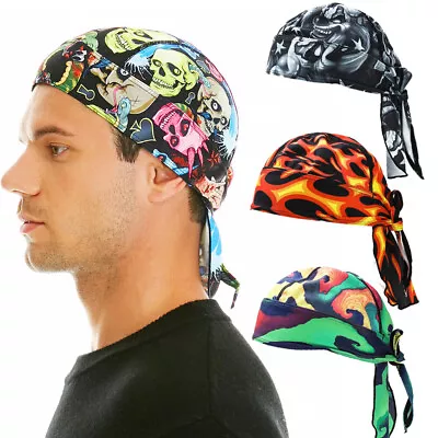 Mens Sweat Wicking Cooling Skull Cap Helmet Liner Beanie Bandana Head Wrap Hat • $5.99