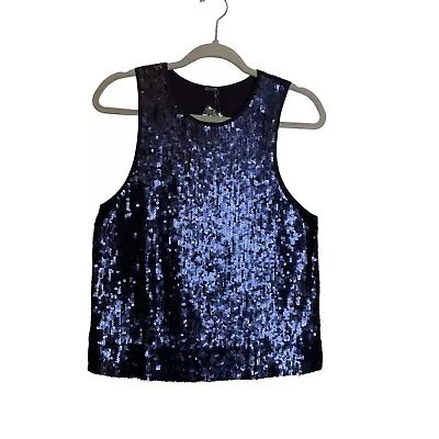 Chan Luu Tank Top Womens Small Ebony Midnight Sequin Hand Crafted Formal Party • $32.84