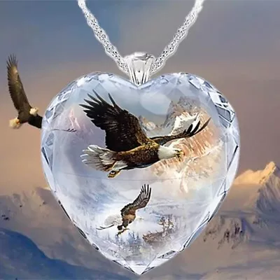 Fashion Eagle Flying Heart-shaped Pendant Necklace Men Women Holiday Gift New • $9.98