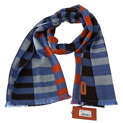MISSONI Scarf Multicolor Check Wool Unisex Neck Wrap Fringes 180cm X 46cm $340 • $89.50