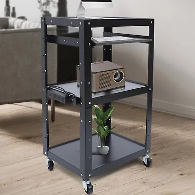 Steel AV Cart Media Cart Computer Desk Laptop Work Desk With Swivel Casters • $141.55