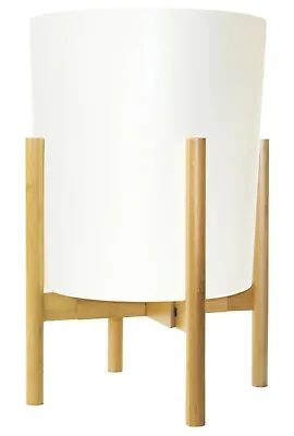 15  Mid Century Adjustable Modern Bamboo Plant Stand Holder For Indoor Outdoor • $23.99