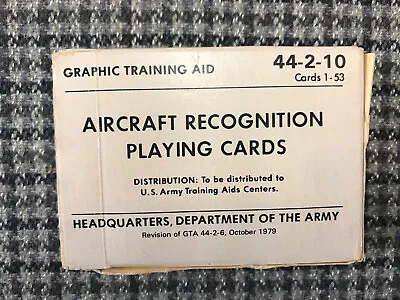 $12 • Buy US ARMY Aircraft Recognition Playing Cards Graphic Training Aid 1979