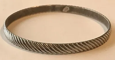 Vintage Signed VAN DELL STERLING Slanted Ribbed Finish Slip On Bangle Bracelet • $34.99