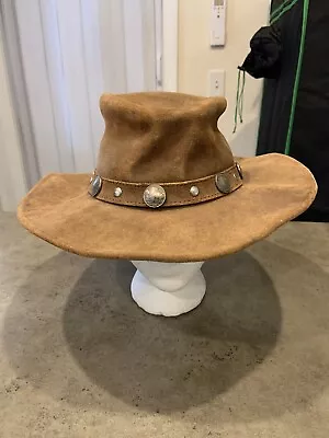 Minnetonka The Outback Buffalo Nickel Western Genuine Leather Hat Medium • $29.90