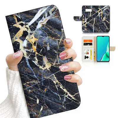 ( For Samsung S7 ) Wallet Flip Case Cover PB23607 Black Crystal Marble • $12.99