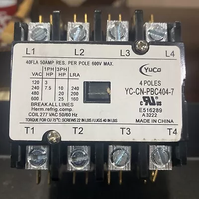 YC-CN-PBC404-7 Definite Purpose Contactor 40 FLA  4Pole 277V Coil 50/60Hz • $30