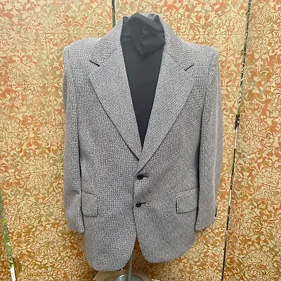 Vintage Brown Houndstooth Mens Polyester Suit 46R • $45.99